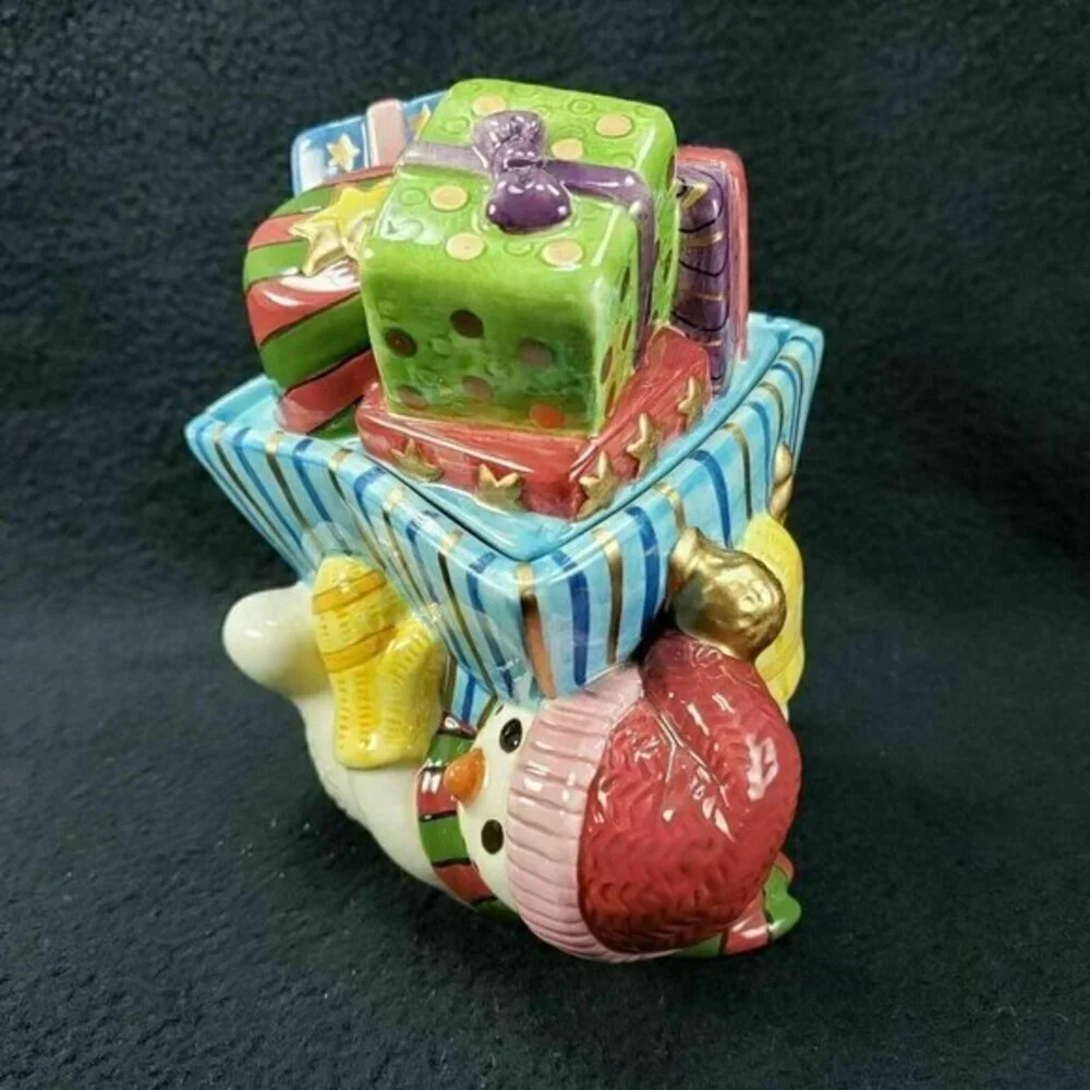 Fitz and Floyd Frosty‎ Folks Christmas Lidded Candy Jar Trinket Box 1996 Vintage